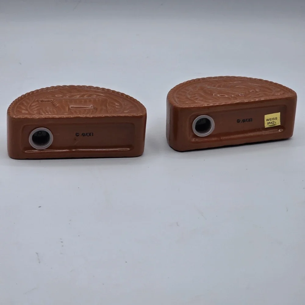 Vtg Avon Terracotta Salt & Pepper Shakers Set Rooster Cow Farmhouse Weiss Brazil